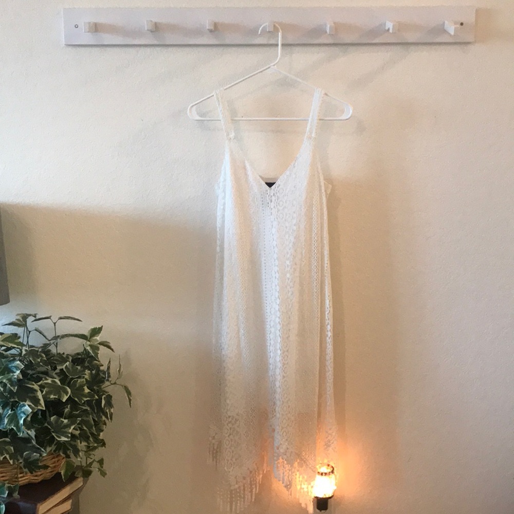 White lacy midi dress